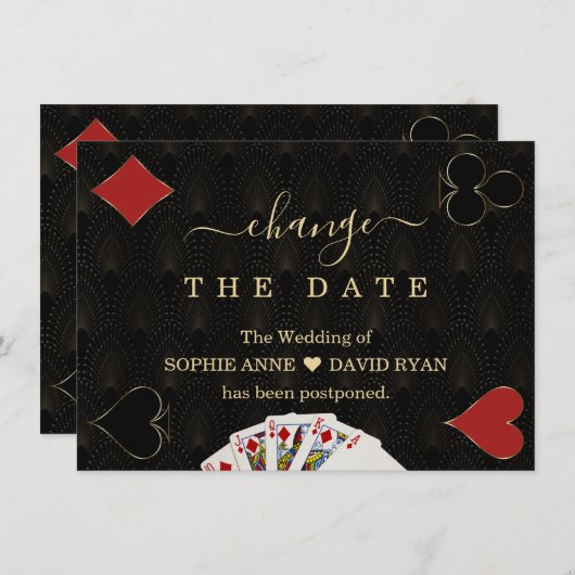 Gatsby Casino Las Vegas Wijzig de datum Trouwdag Save The Date (Voorkant / Achterkant)