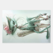 Gatsby Cats Sage Groene Decoupage Inpakpapier Vel (Voorkant)