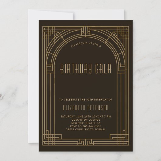 Gatsby Deco Nouveau Lijst Roaring 20s Verjaardag Kaart (Voorkant)