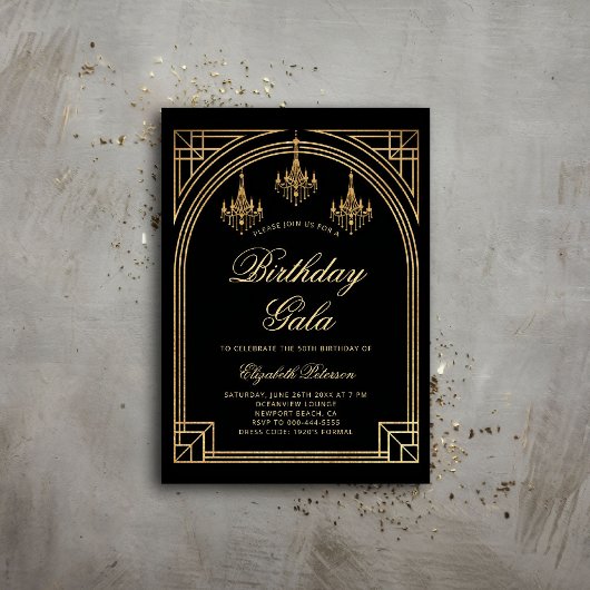 Gatsby Deco Roaring 20s Boog Kroonluchters Verjaar Kaart