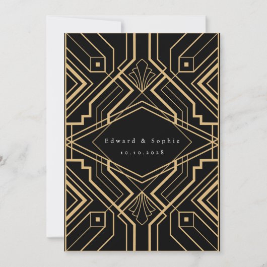 Gatsby Effect Wedding Save the Date Kaart (Voorkant)