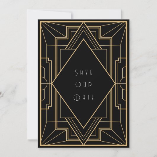 Gatsby Effect Wedding Save the Date Kaart (Achterkant)