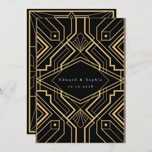 Gatsby Effect Wedding Save the Date Kaart (Voorkant / Achterkant)