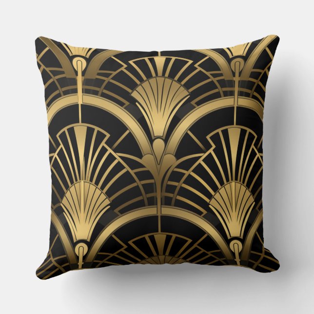 Gatsby Eventures - Zwart en Art Deco Gold Kussen (Achterkant)
