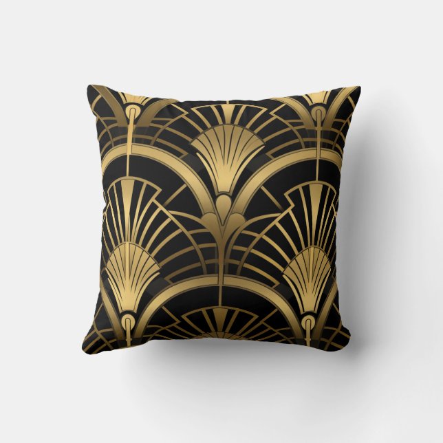 Gatsby Eventures - Zwart en Art Deco Gold Kussen (Achterkant)