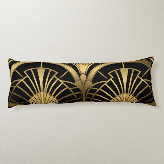 Gatsby Eventures - Zwart en Art Deco Gold Lichaamskussen (Achterkant)