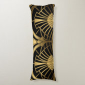 Gatsby Eventures - Zwart en Art Deco Gold Lichaamskussen (Voorkant Verticaal)