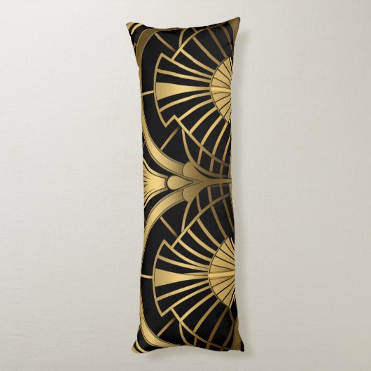 Gatsby Eventures - Zwart en Art Deco Gold Lichaamskussen (Achterkant (Verticaal))