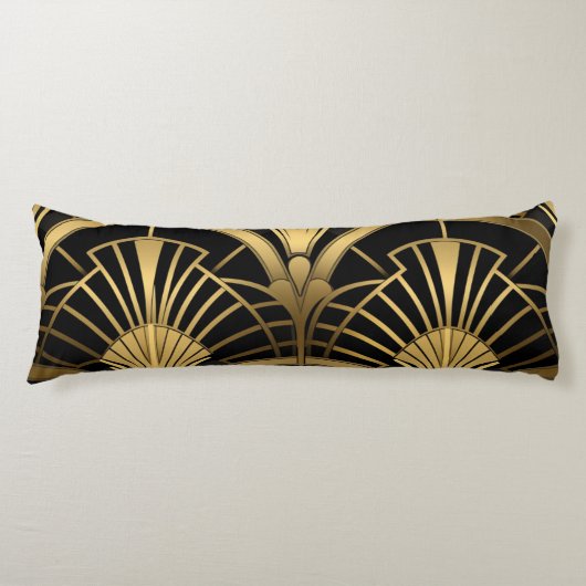 Gatsby Eventures - Zwart en Art Deco Gold Lichaamskussen (Voorkant)