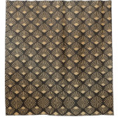 Gatsby Fan Geometrisch Patroon Goud en Zwart Douchegordijn (Voorkant)