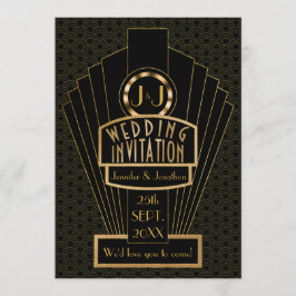 Gatsby Fanfare  Art Deco bruiloft Kaart