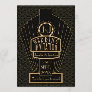 Gatsby Fanfare  Art Deco Wedding Kaart