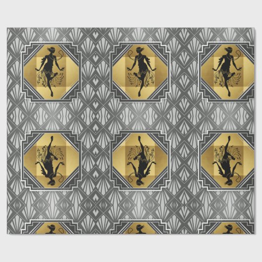 Gatsby Flapper Art Deco Wrapping Paper Cadeaupapier (Vlak)