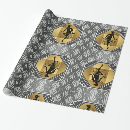 Gatsby Flapper Art Deco Wrapping Paper Cadeaupapier (Uitgerold)