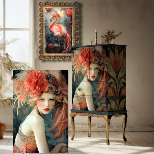 Gatsby Flapper Beauty, Roaring 20's stijl Portret Tissuepapier