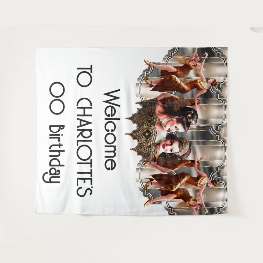 Gatsby flapper dansers metallic achtergrond 1920 wandkleed (Voorkant (horizontaal))