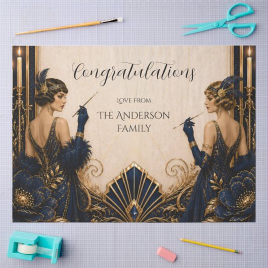 Gatsby flapper girls art deco bruiloft decoupage tissuepapier (Craft)