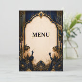 Gatsby flapper girls art deco trouwdiner menu (Staand voorkant)