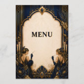 Gatsby flapper girls art deco trouwdiner menu (Voorkant)