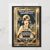 Gatsby flapper meisje automobiel 1920's party kaart (Voorkant)