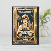 Gatsby flapper meisje automobiel 1920's party kaart (Staand voorkant)