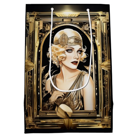 Gatsby flapper meisje blond haar 1920's party medium cadeauzakje (Achterkant)
