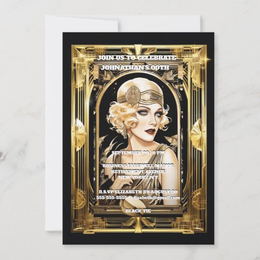 Gatsby Flapper meisje blond zwart stropdas eveneme Kaart (Voorkant)