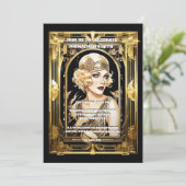 Gatsby Flapper meisje blond zwart stropdas eveneme Kaart (Staand voorkant)
