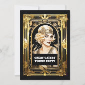 Gatsby Flapper meisje blond zwart stropdas eveneme Kaart (Achterkant)
