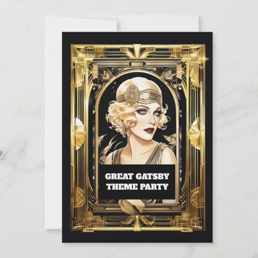 Gatsby Flapper meisje blond zwart stropdas eveneme Kaart (Achterkant)