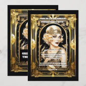 Gatsby Flapper meisje blond zwart stropdas eveneme Kaart (Voorkant / Achterkant)