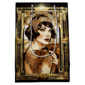 Gatsby flapper meisje brunette 1920's themafeest medium cadeauzakje (Achterkant)