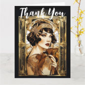 Gatsby flapper meisje brunette dank je wel jaren ' kaart (Gele Bloem)