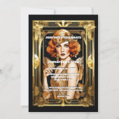 Gatsby Flapper meisje formeel zwart stropdas evene Kaart (Voorkant)
