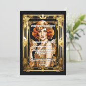 Gatsby Flapper meisje formeel zwart stropdas evene Kaart (Staand voorkant)