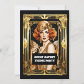 Gatsby Flapper meisje formeel zwart stropdas evene Kaart (Achterkant)