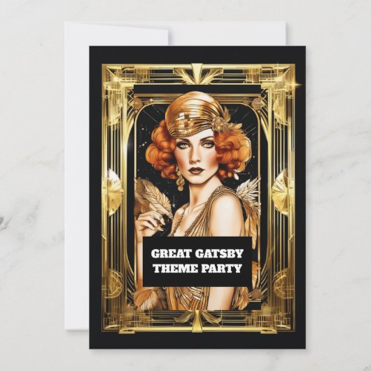 Gatsby Flapper meisje formeel zwart stropdas evene Kaart (Achterkant)