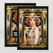 Gatsby Flapper meisje formeel zwart stropdas evene Kaart (Voorkant / Achterkant)