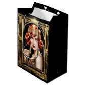 Gatsby flapper meisje redhead 1920's party medium cadeauzakje (Voorkant Gekanteld)