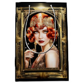 Gatsby flapper meisje redhead 1920's party medium cadeauzakje (Voorkant)