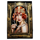 Gatsby flapper meisje redhead 1920's party medium cadeauzakje (Achterkant)