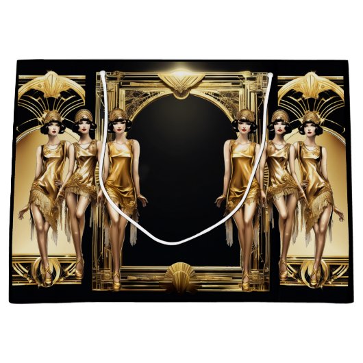 Gatsby flapper meisjes goud zwart thema evenement groot cadeauzakje (Voorkant)