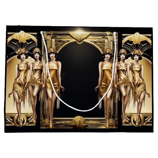 Gatsby flapper meisjes goud zwart thema evenement groot cadeauzakje (Achterkant)