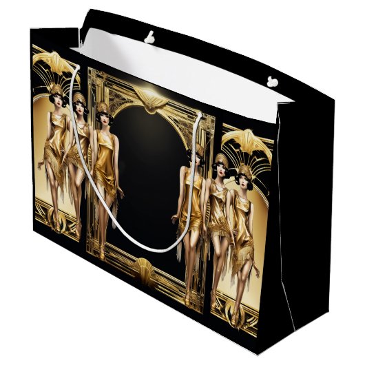 Gatsby flapper meisjes goud zwart thema evenement groot cadeauzakje (Achterkant Gekanteld)