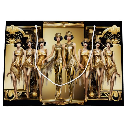 Gatsby flapper meisjes goud zwart thema evenement groot cadeauzakje (Voorkant)