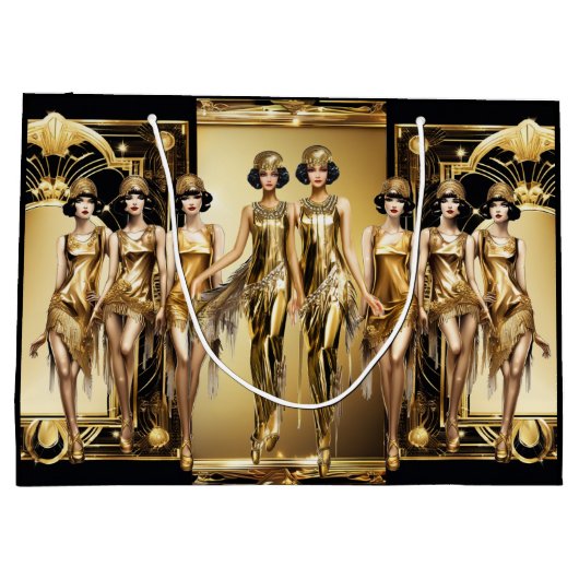 Gatsby flapper meisjes goud zwart thema evenement groot cadeauzakje (Achterkant)
