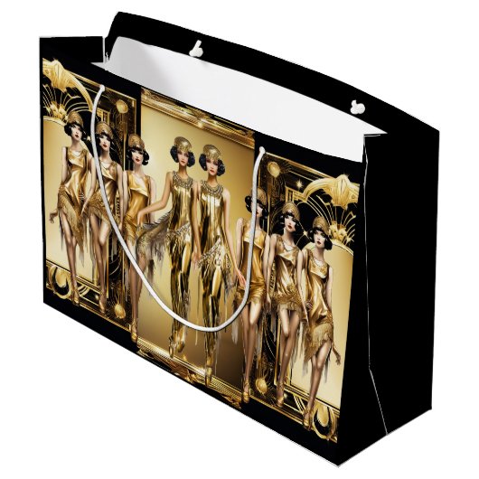 Gatsby flapper meisjes goud zwart thema evenement groot cadeauzakje (Achterkant Gekanteld)
