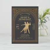 Gatsby Flapper Speakeasy Roaring 20s Gouden Verjaa Kaart (Staand voorkant)