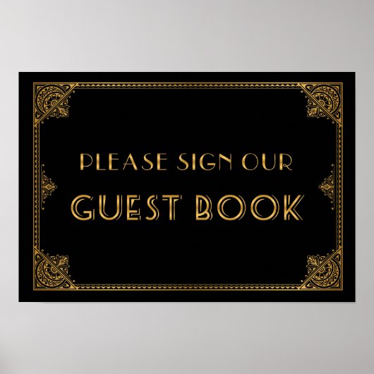 Gatsby geïnspireerd trouwbord Guest Book Poster (Voorkant)