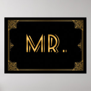 Gatsby geïnspireerd trouwbord MR Poster